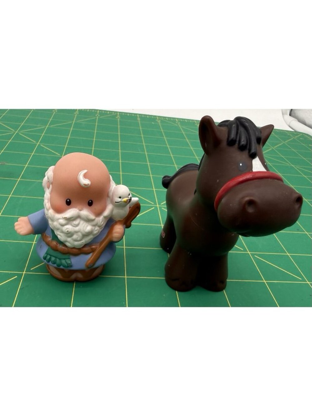 2000 Vintage Fisher Price Little People Noah's Ark Noah figure And Brown Horse